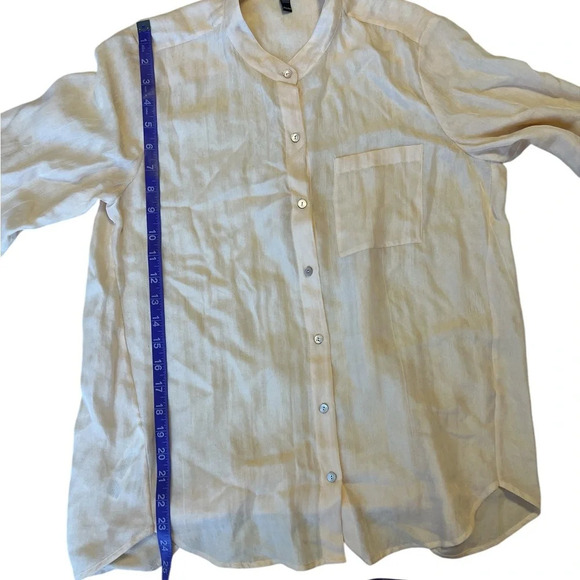 EILEEN FISHER Petite Silk Blend Button Up Rounded Collar Blouse - Picture 9 of 12